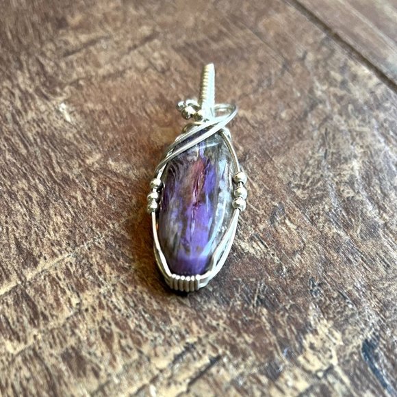 NEW Dark Purple *Charoite* Pendant | Silver Wrapped | Stone of Transformation - Picture 7 of 9
